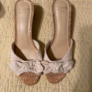 Crown & Ivy Cream Knotted Sandals